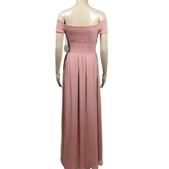 TULAROSA NWT Smocked S Cottagecore Fairy Maxi Long Dress Gown Peach Blush Prom - Picture 5 of 11